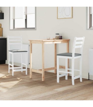 vidaXL Dining Chairs 2 pcs White 40 x 47.5 x 99.5 cm Solid Rubber Wood — Colour: White and grey