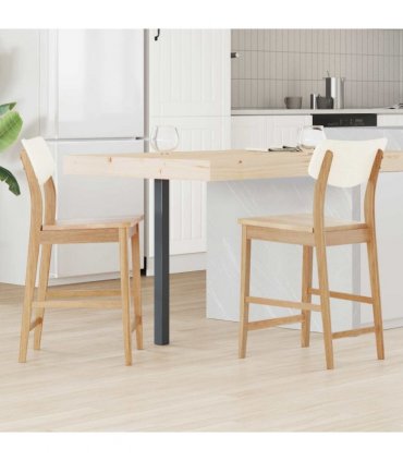 vidaXL Dining Chairs 2 pcs Natural 48 x 49 x 95 cm Solid Rubber Wood