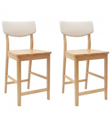 vidaXL Dining Chairs 2 pcs Natural 48 x 49 x 95 cm Solid Rubber Wood