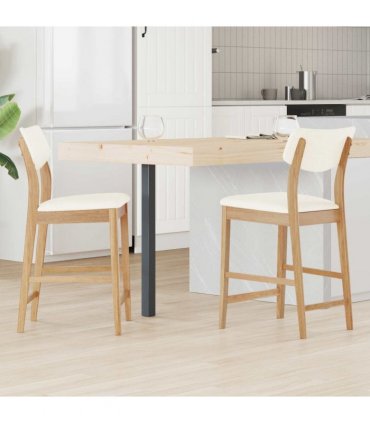 vidaXL Dining Chairs 2 pcs Natural 48 x 49 x 95 cm Solid Rubber Wood — Colour: Natural and light
