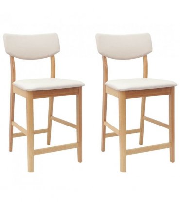 vidaXL Dining Chairs 2 pcs Natural 48 x 49 x 95 cm Solid Rubber Wood — Colour: Natural and light
