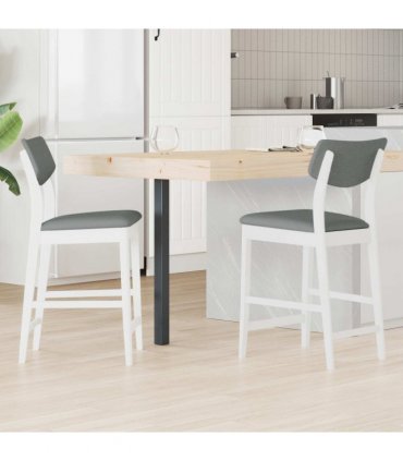 vidaXL Dining Chairs 2 pcs White 48 x 49 x 95 cm Solid Rubber Wood — Colour: White and grey