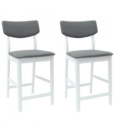 vidaXL Dining Chairs 2 pcs White 48 x 49 x 95 cm Solid Rubber Wood — Colour: White and grey