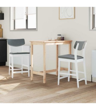 vidaXL Dining Chairs 2 pcs White 48 x 49 x 95 cm Solid Rubber Wood — Colour: White and grey