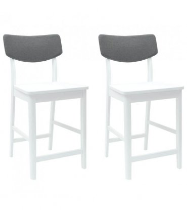 vidaXL Dining Chairs 2 pcs White 48 x 49 x 95 cm Solid Rubber Wood