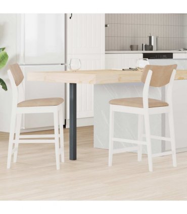 vidaXL Dining Chairs 2 pcs White 48 x 49 x 95 cm Solid Rubber Wood — Colour: White and brown