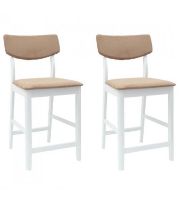 vidaXL Dining Chairs 2 pcs White 48 x 49 x 95 cm Solid Rubber Wood — Colour: White and brown