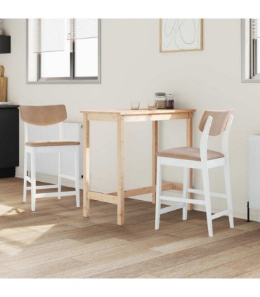 vidaXL Dining Chairs 2 pcs White 48 x 49 x 95 cm Solid Rubber Wood — Colour: White and brown