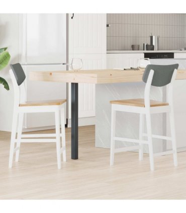 vidaXL Dining Chairs 2 pcs White 48 x 49 x 95 cm Solid Rubber Wood — Colour: White and natural