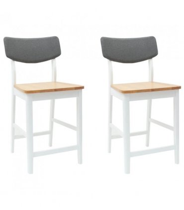 vidaXL Dining Chairs 2 pcs White 48 x 49 x 95 cm Solid Rubber Wood — Colour: White and natural