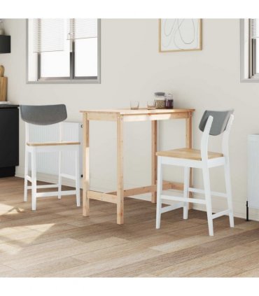 vidaXL Dining Chairs 2 pcs White 48 x 49 x 95 cm Solid Rubber Wood — Colour: White and natural