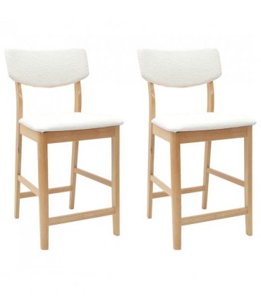 vidaXL Dining Chairs 2 pcs Natural 48 x 49 x 95 cm Solid Rubber Wood — Colour: Natural and white