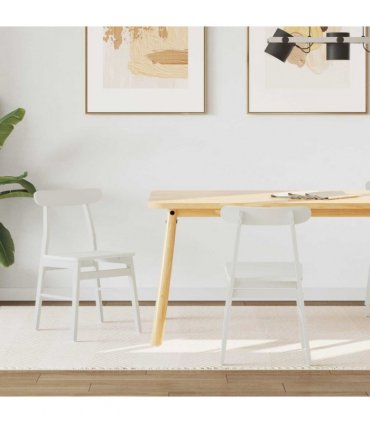 vidaXL Dining Chair 2 pcs White 43 x 44.5 x 77 cm Solid Rubber Wood