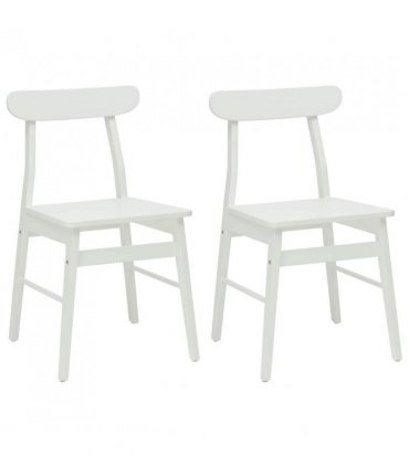vidaXL Dining Chair 2 pcs White 43 x 44.5 x 77 cm Solid Rubber Wood