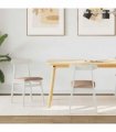 vidaXL Dining Chair 2 pcs White and Brown Solid Rubber Wood