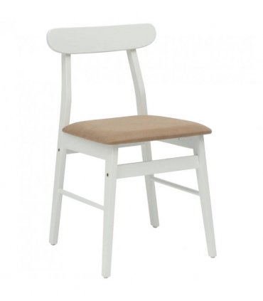 vidaXL Dining Chair 2 pcs White and Brown Solid Rubber Wood