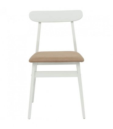 vidaXL Dining Chair 2 pcs White and Brown Solid Rubber Wood