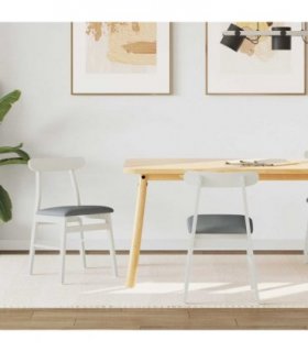vidaXL Dining Chair 2 pcs White and Grey Solid Rubber Wood
