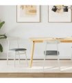vidaXL Dining Chair 2 pcs White and Grey Solid Rubber Wood