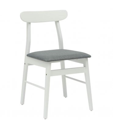 vidaXL Dining Chair 2 pcs White and Grey Solid Rubber Wood