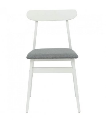 vidaXL Dining Chair 2 pcs White and Grey Solid Rubber Wood
