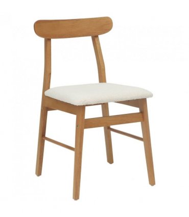 vidaXL Dining Chair 2 pcs Natural and Light Solid Rubber Wood — Colour: Natural and white