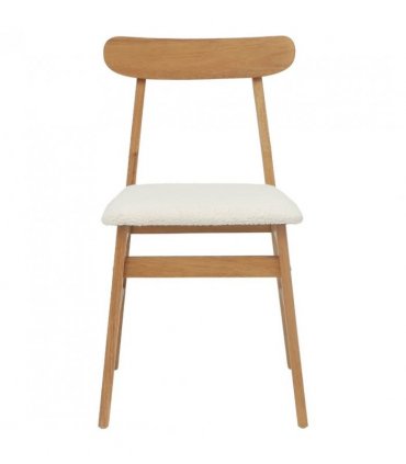 vidaXL Dining Chair 2 pcs Natural and Light Solid Rubber Wood — Colour: Natural and white
