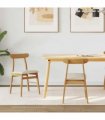 vidaXL Dining Chair 2 pcs Natural and Light Solid Rubber Wood