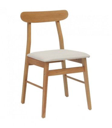 vidaXL Dining Chair 2 pcs Natural and Light Solid Rubber Wood