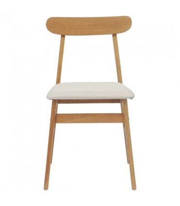 vidaXL Dining Chair 2 pcs Natural and Light Solid Rubber Wood