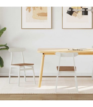 vidaXL Dining Chair 2 pcs White and Natural 43 x 44.5 x 77 cm