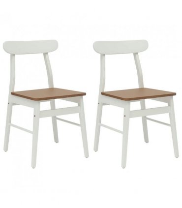 vidaXL Dining Chair 2 pcs White and Natural 43 x 44.5 x 77 cm