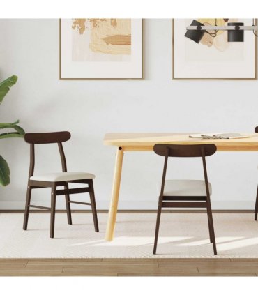vidaXL Dining Chair 2 pcs Dark Brown and Light Solid Rubber Wood — Colour: Light brown and light