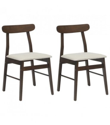 vidaXL Dining Chair 2 pcs Dark Brown and Light Solid Rubber Wood — Colour: Light brown and light