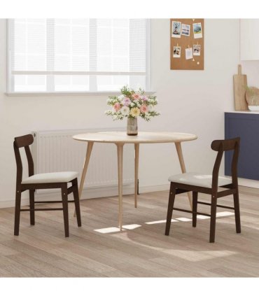 vidaXL Dining Chair 2 pcs Dark Brown and Light Solid Rubber Wood — Colour: Light brown and light