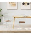 vidaXL Dining Chair 2 pcs White and Natural Solid Rubber Wood