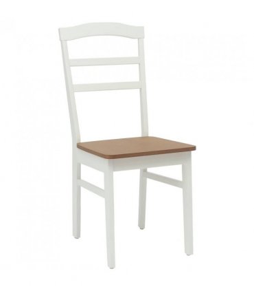 vidaXL Dining Chair 2 pcs White and Natural Solid Rubber Wood