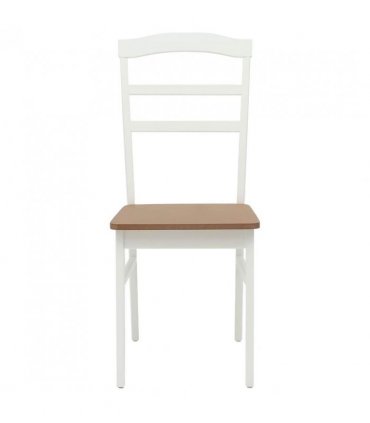 vidaXL Dining Chair 2 pcs White and Natural Solid Rubber Wood