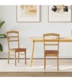 vidaXL Dining Chair 2 pcs Natural Solid Rubber Wood