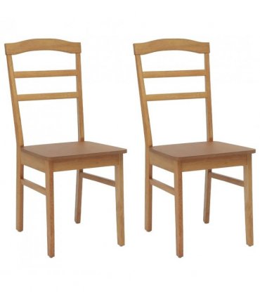 vidaXL Dining Chair 2 pcs Natural Solid Rubber Wood