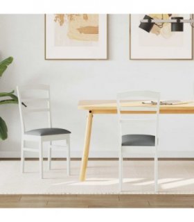 vidaXL Dining Chair 2 pcs White and Grey Solid Rubber Wood — V0672004464