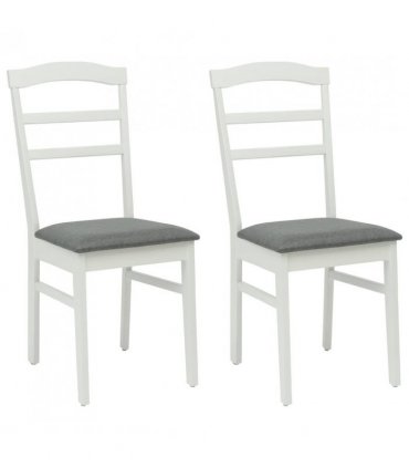 vidaXL Dining Chair 2 pcs White and Grey Solid Rubber Wood — V0672004464