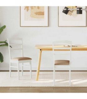 vidaXL Dining Chair 2 pcs White and Brown Solid Rubber Wood — V0672004465