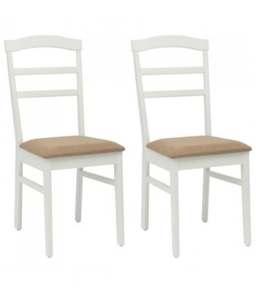 vidaXL Dining Chair 2 pcs White and Brown Solid Rubber Wood — V0672004465
