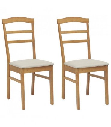vidaXL Dining Chair 2 pcs Natural and Light Solid Rubber Wood — V0672004466