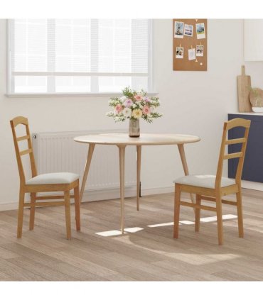 vidaXL Dining Chair 2 pcs Natural and Light Solid Rubber Wood — V0672004466