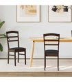 vidaXL Dining Chair 2 pcs Light Brown and Black Solid Rubber Wood
