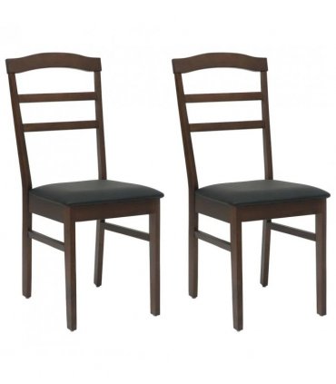vidaXL Dining Chair 2 pcs Light Brown and Black Solid Rubber Wood