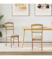 vidaXL Dining Chair 2 pcs Natural and Light Solid Rubber Wood — Colour: Natural and white — V0672004468