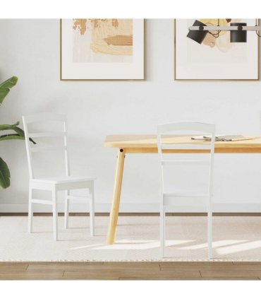 vidaXL Dining Chair 2 pcs White Solid Rubber Wood